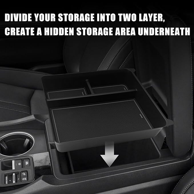 Muslogy Center Console Organizer Compatible with Honda Pilot 2023 2024 2025 2026, 2024-2026 Ridgeline/Passport Center Console Storage Box Divider Inserts Interior Accessories ABS Material(Gray)