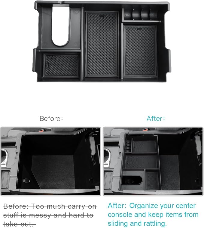 CDEFG for 2007-2021 Toyota Tundra/2008-2020 Sequoia Center Console Organizer Accessory Middle Console Half Size Tray Armrest Storage Box - Full Console w/Bucket Seats ONLY