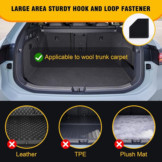 Rislobx 4PCS Car Trunk Organizer Blocks with Hook and Loop Fastener, Automotive Tidy Storage Organisation Accessories for Truck, SUV, Sedan, Available to Wool Carpet (Black)