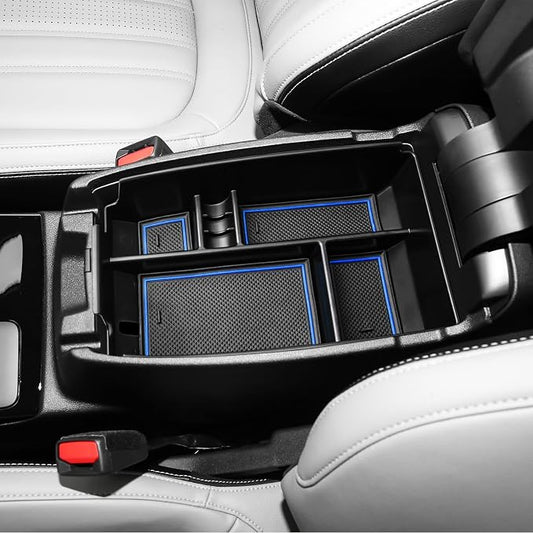 Center Console Organizer Tray Compatible with Ford Escape 2020-2026 and 2021 2022 2023 2024 2025 2026 Bronco Sport CX430 4-Door (Not for U725 2-Door) Secondary Storage Armrest Box - Blue