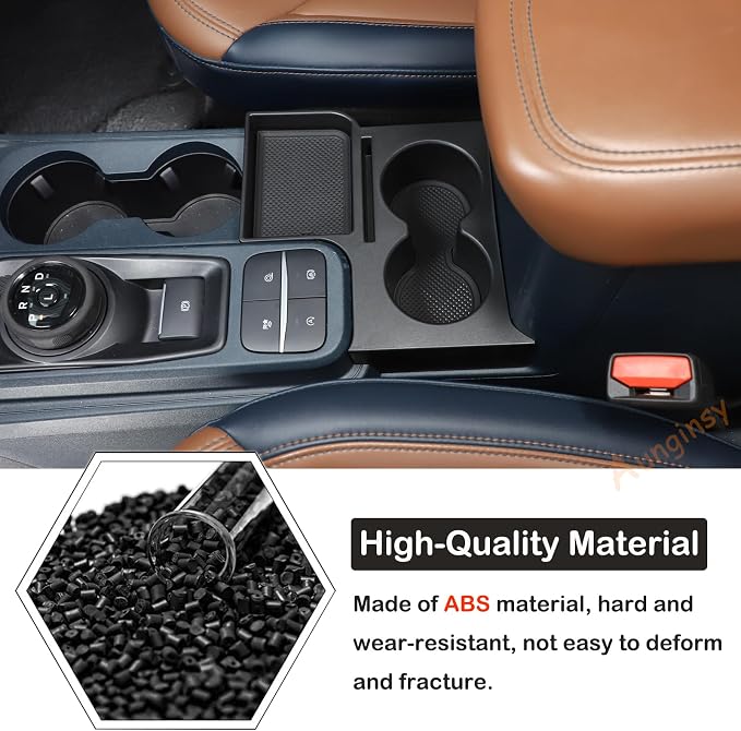 Aunginsy Center Console Cup Holder Compatible with Ford Maverick 2022-2025 2026, Front Seat Armrest Box Dual Cup Holders Insert Expander Organizer Tray Drink Water Bottle Holder with Mat Accessories