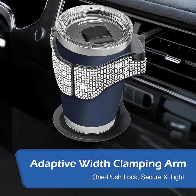 Car Air Vent Cup Holder, Bling Rhinestone Diamond Decor Car Cup Expander, Adjustable Automotive Air Outlet Beverage Bottle Rack, Universal for Most Cars SUVs Trucks