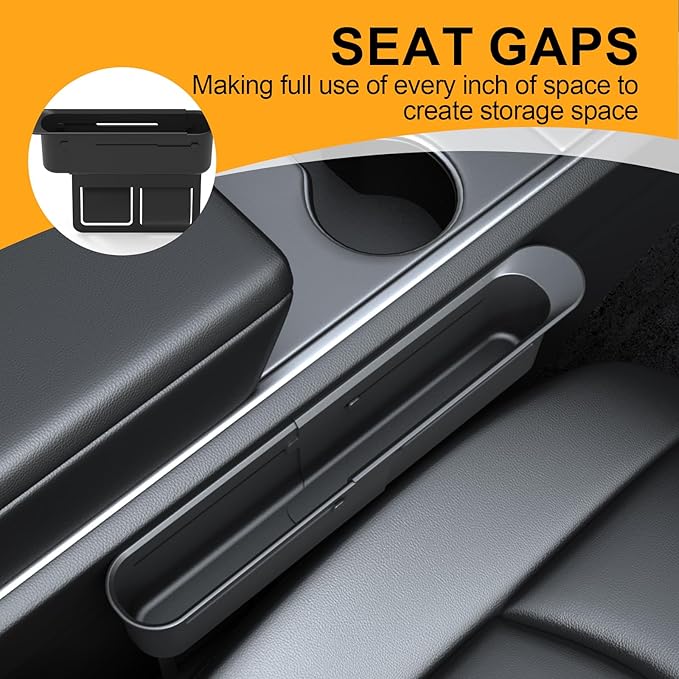 Car Seat Gap Filler Organizer, Expandable Seat Gap Filler with Storage Slot, Anti-Drop Car Seat Gap Organizer for Phone, Keys, Wallet, Universal Fit for Car SUV Truck