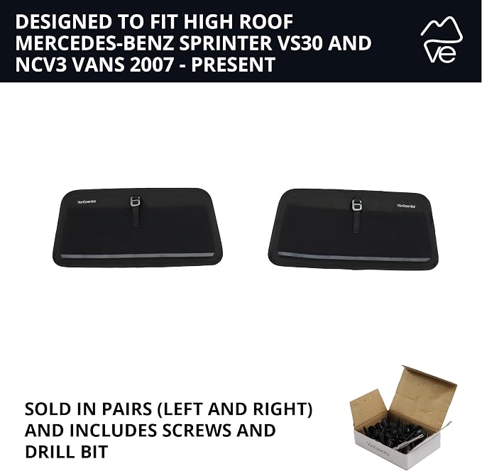 VanEssential Rear Door UPPER Storage Panels (Pair) Designed for Mercedes-Benz VS30 & NCV3 (Van Years 2007 to Current Model)