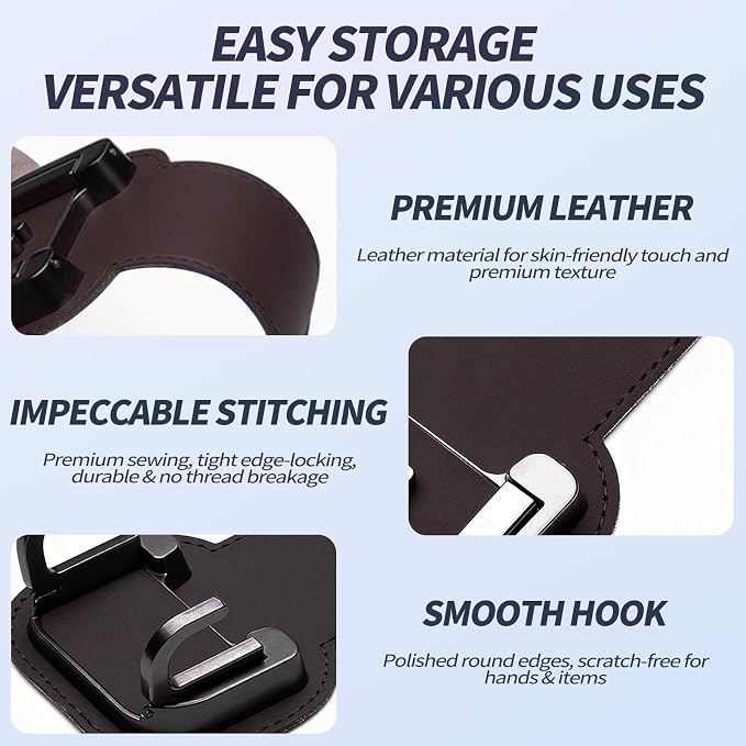 2 Packs Headrest Hooks for Car, Hidden Twinhook Leather & Metal Car Purse Holders, Universal for BMW X5 X3 X1 X7 Accessories, Seat Back Storage Organizer Hanger for Purse Bag Phones(Brown)