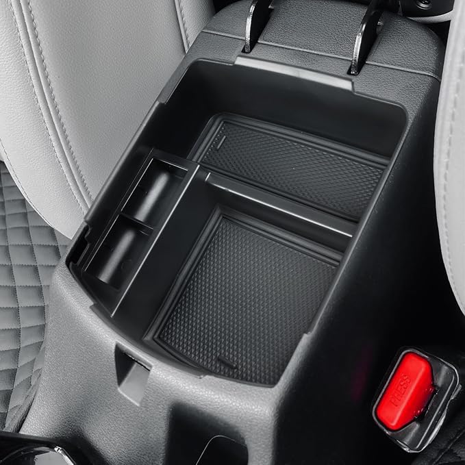 HGWEI Center Console Tray Organizer Compatible with Kia Seltos 2020 2021 2022 2023 2024 2025 2026 Accessories, Middle Armrest Insert Container ABS Secondary Storage Box, Black