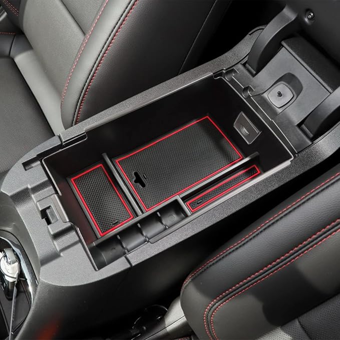 EDBETOS Center Console Organizer Compatible with Chevy Equinox Accessories 2018 2019 2020 2021 2022 2023 2024 Insert Tray Interior Secondary Armrest Storage Box ABS, Red
