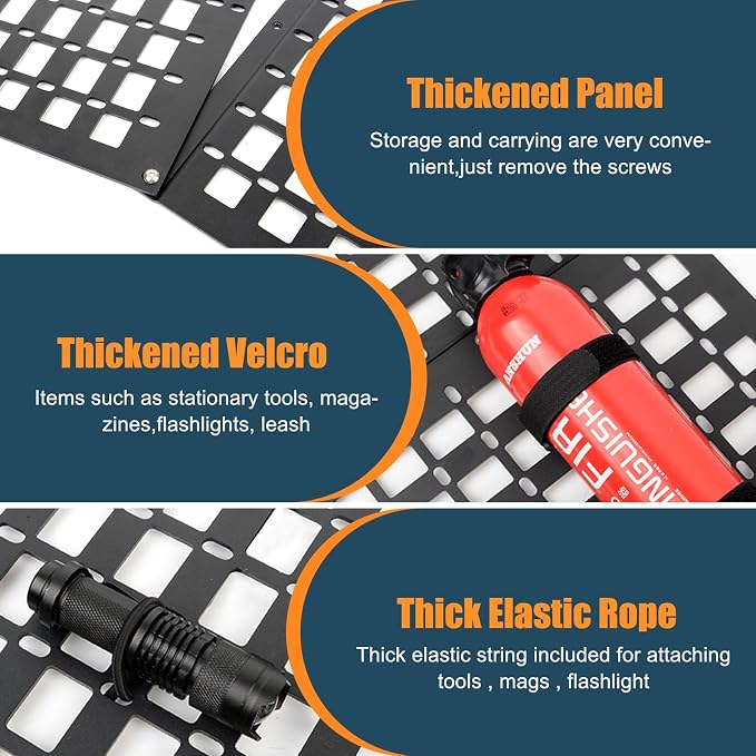 Rigid Molle Panels For Vehicles Truck Mount Rack Panel Tactical Seat Back Organizer Adjustable Versatile Panel (Molle Panels)