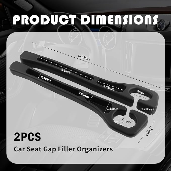 2PCS Car Seat Gap Filler Organizer,2026 Upgraded Car Seat Gap Plug with Storage Slot & Phone Holder,Portable Between Seats Cars Gaps Filler for Seats Gaps 1.1"-1.4" Wide