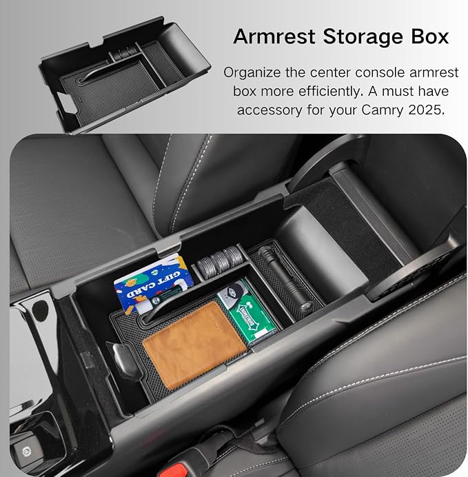 3PCS Center Console Organizer Compatible with 2025 2026 Toyota Camry 9th Gen Accessories, Armrest Organizer Interior Insert and Under Screen Storage Box and Gear Shift Side Storage Tray