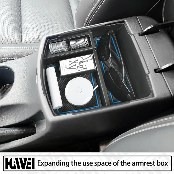HGWEI Center Console Tray Organizer Compatible with Kia Seltos 2020 2021 2022 2023 2024 2025 2026 Accessories, Middle Armrest Insert Container ABS Secondary Storage Box, Blue