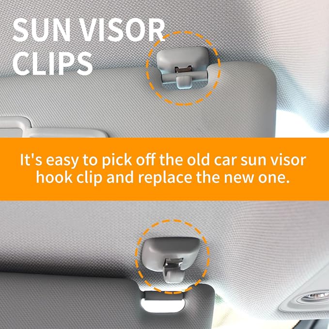 2PCS Inner Sun Visor Clips, Upgraded Car Visor Holder Hook - Compatible with Audi A1 A3 A4 A5 Q3 Q5 S3 S4 S5 TT, OEM: 8U0857562A (Gray)