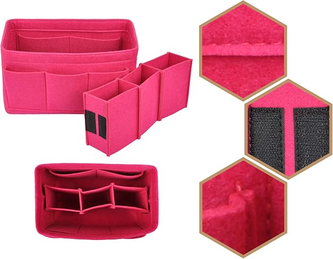 Vercord Felt Purse Organizer Handbag Insert Liner Shaper Bag in Bags for Speedy Neverfull Tote Rose Xlarge