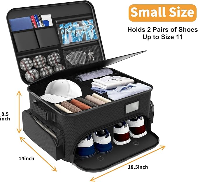 WALMANN Golf Trunk Organizer – Large 2-Layer Storage Bag with Ventilated Shoe Compartments for 2 Pairs, Waterproof Foldable Golf Gear Organizer