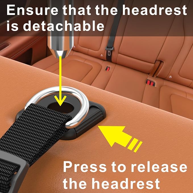 Car Headrest Hooks for Purse and Bags, 4 Pack | Adjustable Back Seat Hanger, Metal Heavy Duty, 100 lbs Capacity, Purse Holder