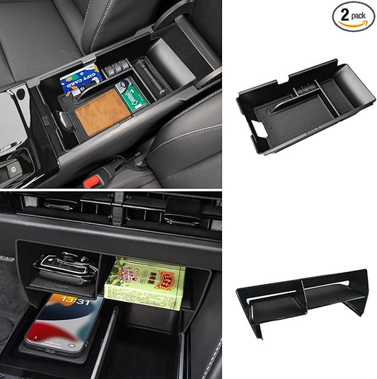 2PCS Centre Console Organizer Compatible with 2025 2026 Toyota Camry 9th Gen Accessories Armrest Storage Tray Interior Insert and Under Screen Storage Box