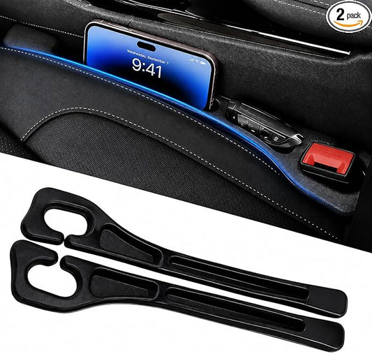 Car Seat Gap Filler 2 Pack, Universal Fit No Drop Seat Guard with Storage Pocket, Car Seat Gap Plug Prevents Phones, Keys and Coins from Falling, Auto Accessories for SUV, Truck, Sedan