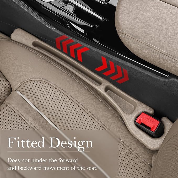 Car Seat Gap Filler 2-Pack, Universal Car Seat Gap Filler Organizer, Seat Gap Plug – Fills Gap Between Seat & Console (Beige)