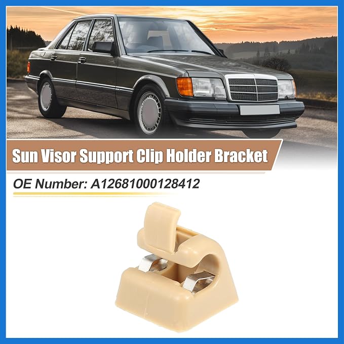 Sun Visor Support Clip Retainer for Mercedes-Benz W201 190 Class 82-93 No.A12681000128412 Sun Visor Support Clip Holder Bracket Hanger Plastic Beige Anti Vibration Auto Accessories
