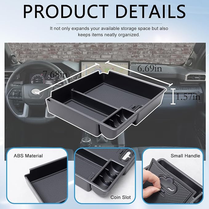 JDMCAR Center Console Organizer Compatible with 2025 2026 Toyota 4Runner Accessories, Insert ABS Materials Tray, Armrest Box Secondary Storage Tray Interior Accessories (Glossy Black Trim)