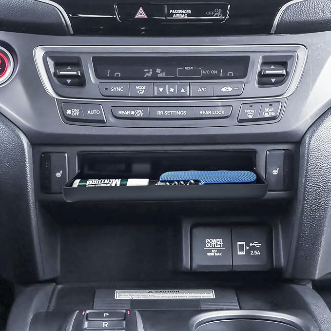 EDBETOS Console Drawer Tray Compatible with Honda Pilot 2016-2022/ Ridgeline 2017-2024/ Passport 2019-2024 Accessories Center Console Organizer Insert Tray Storage Box Coin Container, ABS Black