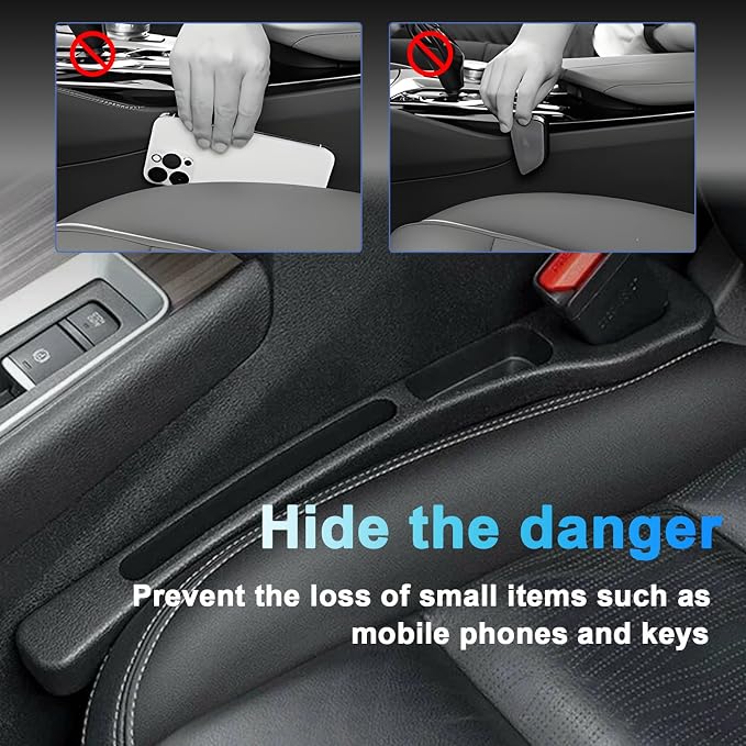 4-Pack No-Drop Seat Guard - Universal Car Seat Gap Filler Blocker | Never Lose Phone, Keys, or Credit Cards Again Between Seat & Console (4)