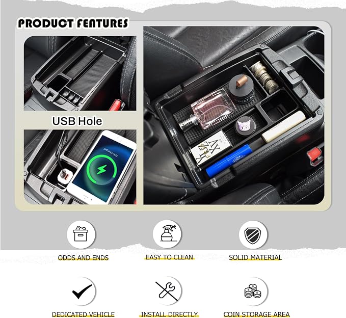 HGWEI Center Console Organizer Tray Compatible with Nissan Rogue 2014-2020 / Rogue Sport 2017-2022 / Murano 2015-2024 Interior Accessories Insert Armrest Storage Glove Box, Black