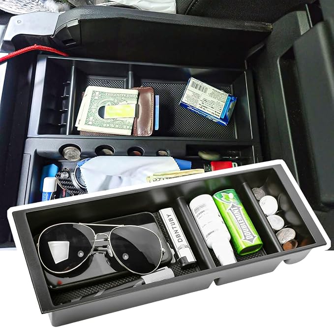 EDBETOS Center Console Organizer Compatible with Ford F150 Accessories 2015-2020 F-150/2017-2022 F250 F350 SuperDuty Armrest Insert Tray Storage Box ABS -Full Console w/Bucket Seats ONLY,Black