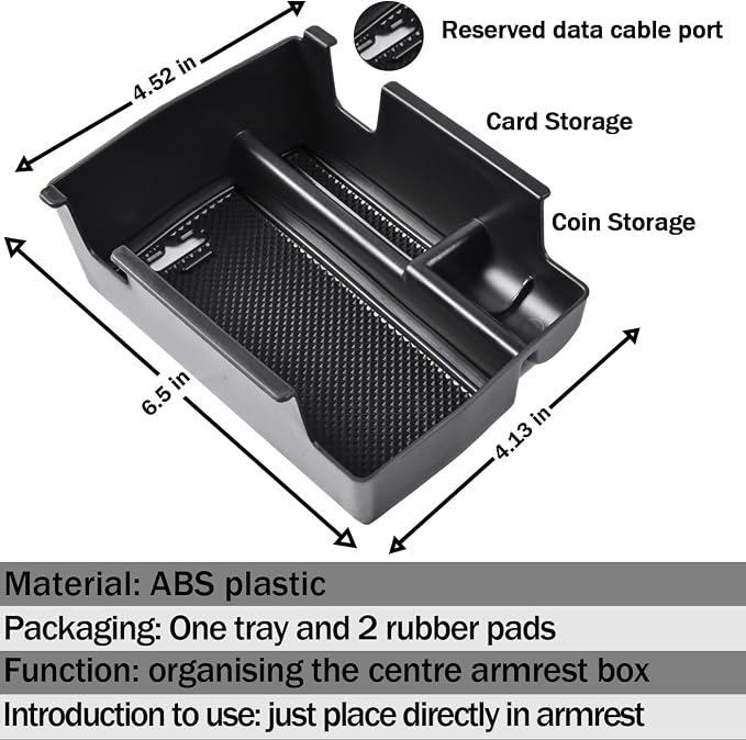 Center Console Organizer Tray Compatible with Jeep Compass 2022 2023 2024 2025 Accessories Insert Armrest Glove Box Secondary Storage Divider ABS Materials，Black