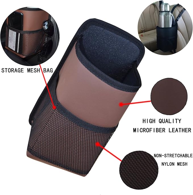 Large Car Cup Holder Expander, Fits Large 24/36/40/46oz Water Bottles, Big Drinks Holder Bag- Universal Auto Vehicle for Cars, SUV & Truck RV's Golf-carts (Black)