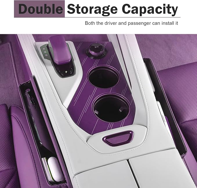 Car Seat Gap Organizer, Leather Multi-Pocket Storage Pouch, Automotive Seat Gap Organizer for Phone, Keys & Small Items, Universal for Most Cars (Purple)