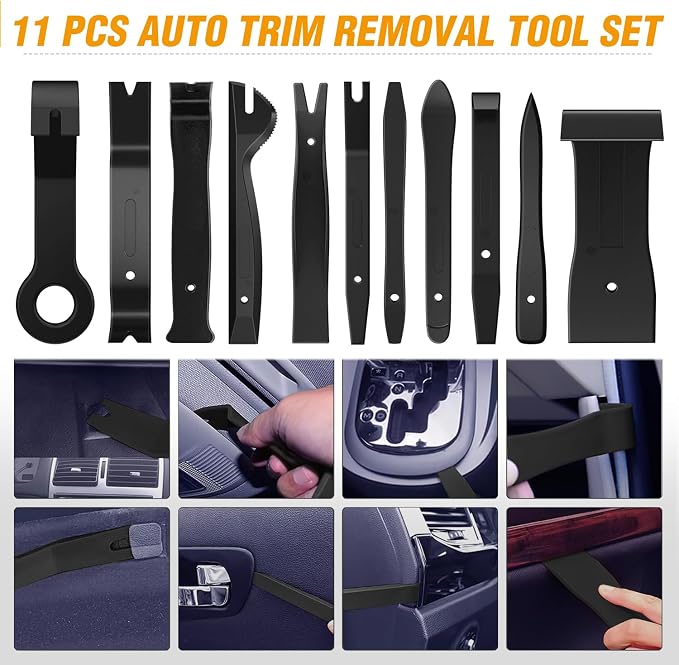 GOOACC 238Pcs Trim Removal Tool, Auto Push Pin Bumper Retainer Clip Set Fastener Terminal Remover Tool Adhesive Cable Clips Kit Car Panel Radio Removal Auto Clip Pliers, Black