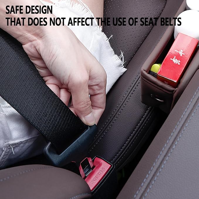 Universal Fit Premium Leather Car Seat Gap Filler Organizer, Center Console Organizer for Car SUV Truck (Brown, 2 Pack)