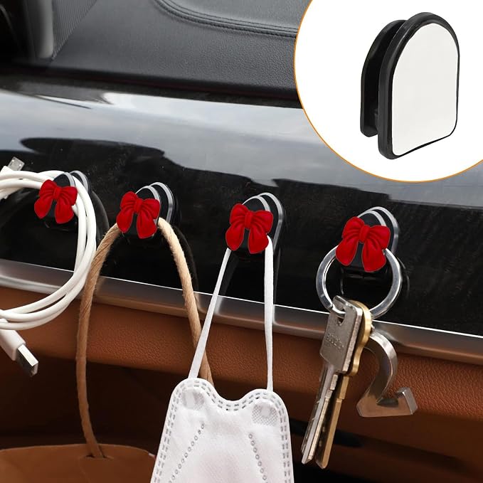 15 pcs Bow Car Air Freshener with Car Mini Hooks Coquette Cute Girly Car Decor Accessories Interior Aesthetic Decorations Stuff for Women Girl (Red, Medium)