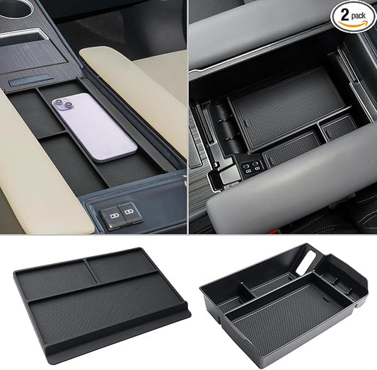 CDEFG 2PCS for 2021-2025 2026 Toyota Sienna Center Console Organizer for 2021-2026 Toyota Sienna Accessories Middle Console 2021-2026 Sienna Nonslip Mat Cellphone Barrier (Not for Fridge Box)
