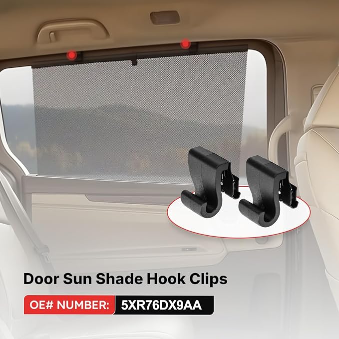 5XR76DX9AA Window Shade Hook/Door Sun Shade Hook Clips for 2017-2022 Chrysler Pacifica / 2020-2022 Chrysler Voyager Replace# 5XR76DX9AA (Pack of 2)