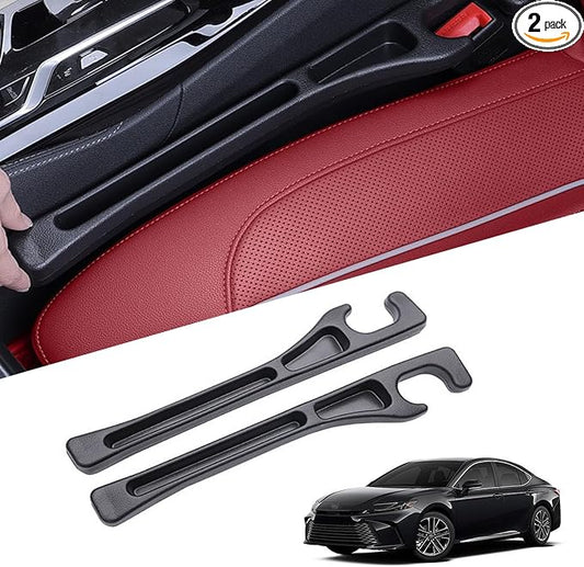 2Pcs Car Seat Gap Filler Organizer Compatible with Camry, Soft Foam Seat Side Gap Filler with Storage Avoids Things Falling, Fill the Gap Between Seat and Console