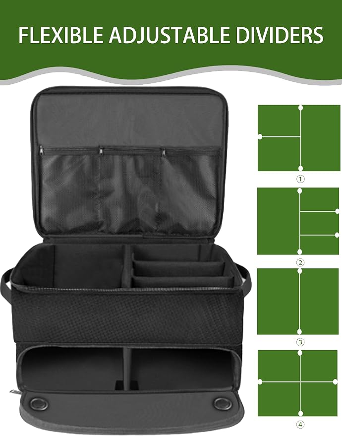 CAMPLAND 2 Layer Golf Bag, Waterproof Golf Locker for 2 Pair Shoes, Durable Golf Trunk Storage for Balls, Tees, Clothes, Gloves, Accessories, Golf Gifts