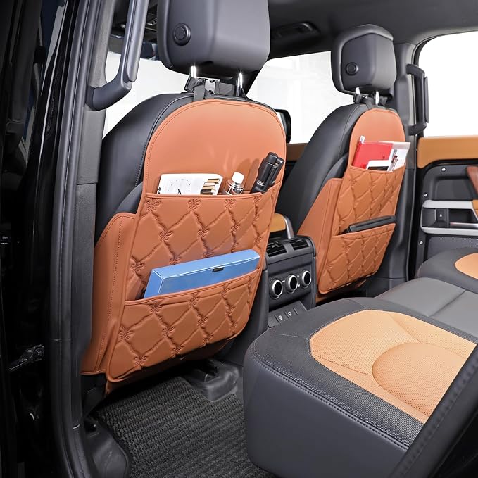 TAIKOO Seat Back Protector w/Dual Pockets,Guards Seats from Kicks & Scuffs | Keeps seat backs looking new for a long time. Easy to install and clean. 2-piece set, size: 30in × 18in × 0.2in