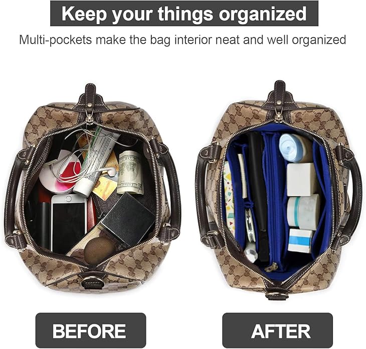 OMYSTYLE Purse Organizer Insert, Felt Tote Bag Organizer Insert with 5 Sizes, Handbag Dividers for Inside Purse, Compatible with Longchamp, Neverful, Speedy and More