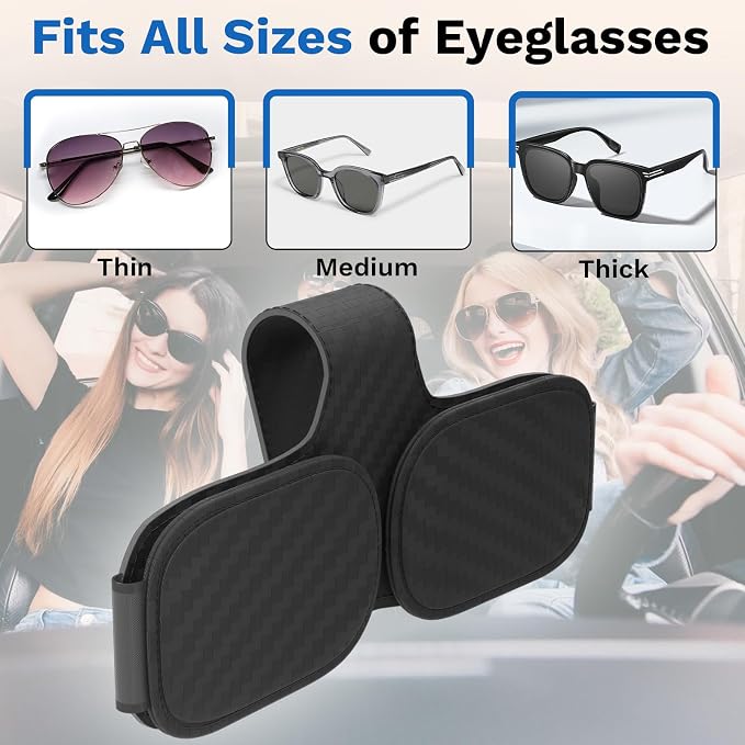BFXM Sunglass Holder for Car Double Clip, Car Accessories Sunglasses Clip for Car Visor, Magnetic Leather for Car Visor, Cars Sun Visor Ticket Card Clip