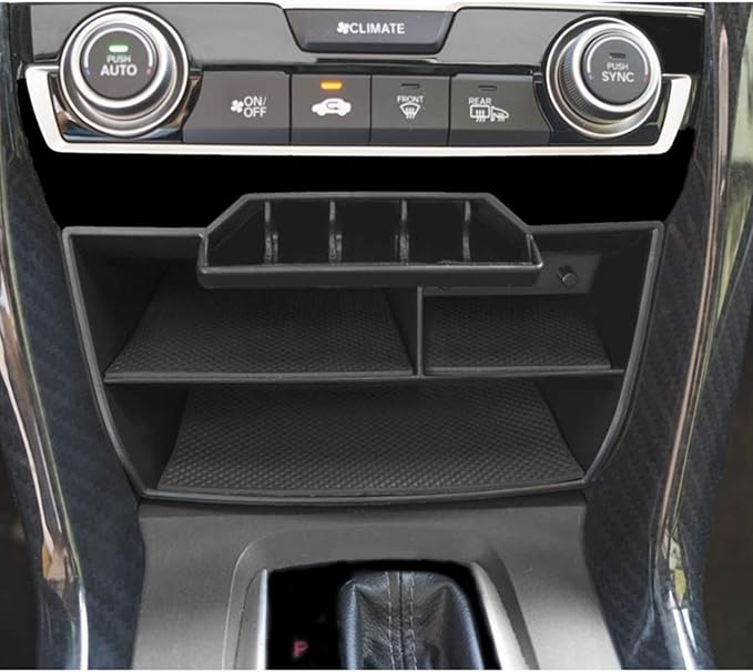 Waterproof ABS Plastic Caddy for Honda Civic Sedan 10th Gen Central Console Box Coins Trays Organizer with USB Extension Cable - Fits 2016-2021