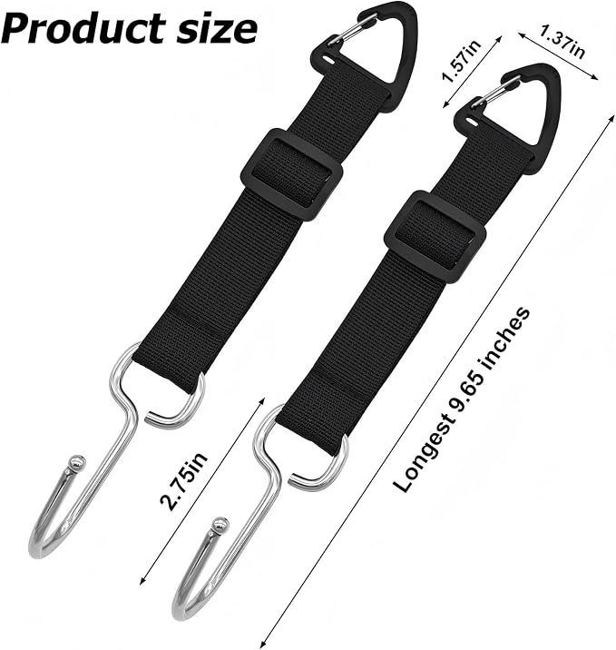 Car Headrest Hooks 2 Pack, Heavy Duty Metal Purse Holder for Car, Adjustable Seat Back Organizer for Handbags, Grocery Bags & Accessories, Universal Fit Front & Rear Seats