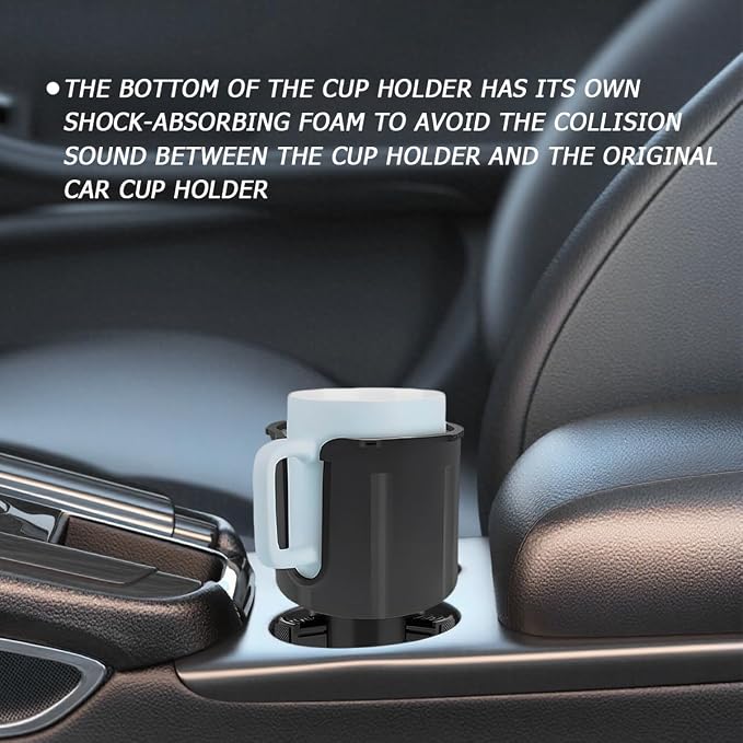 BESULEN Car Cup Holder Expander, Vehicle Cup Holder Extender with Adjustable Base, Automotive Water Bottle Organizer Adapter, Suitable for Most 32-40oz 3.2"-3.8" Diameter Bottles