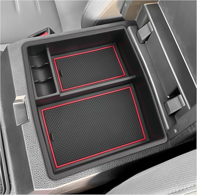 SXCY for 2024 2025 2026 Toyota Tacoma Center Console Organizer for Toyota Tacoma 2025 2026 Accessories Console Tray for 2024-2026 Tacoma Console Organizer 2024-2026 Tacoma Limited Accessories Red