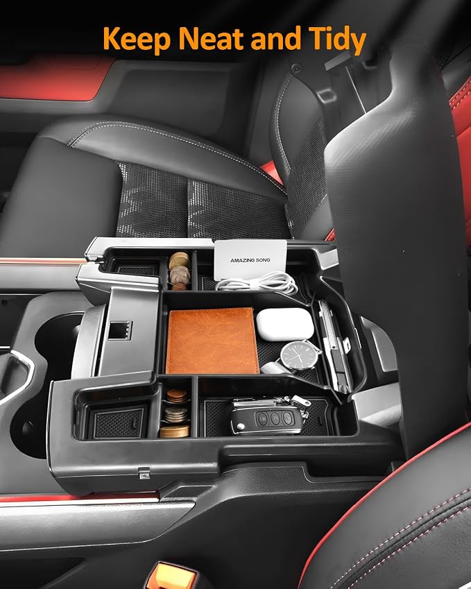 CDEFG RAM Armrest Box Storage Organizer for 2019-2025 2026 RAM1500 RAM2500 RAM3500 Center Console Tray for Dodge RAM 1500 2500 3500 Accessories, Upper Full Center Console/Bucket Seats Only