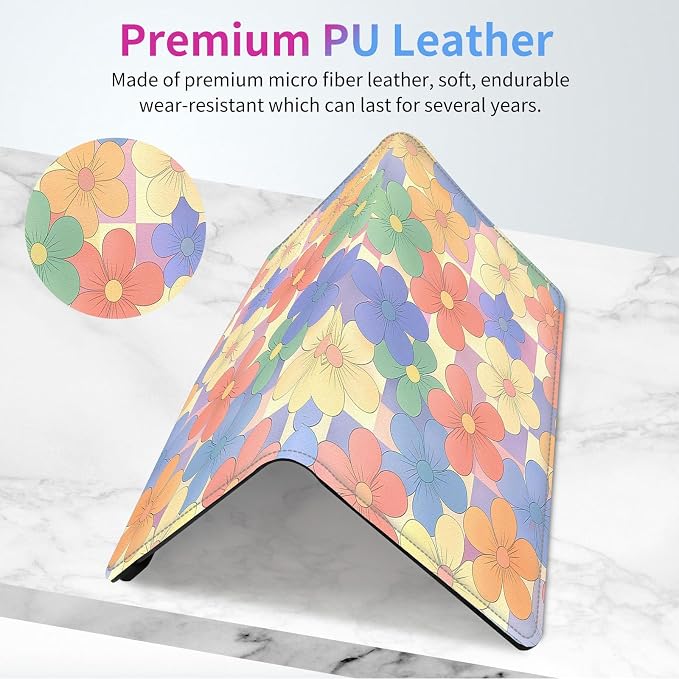 Car Registration and Insurance Holder,PU Leather Car License Document Insurance and Registration Card Holder Men Women Vehicle Glove Box Organizer Auto Accessories-Retro 70s Floral Checkered