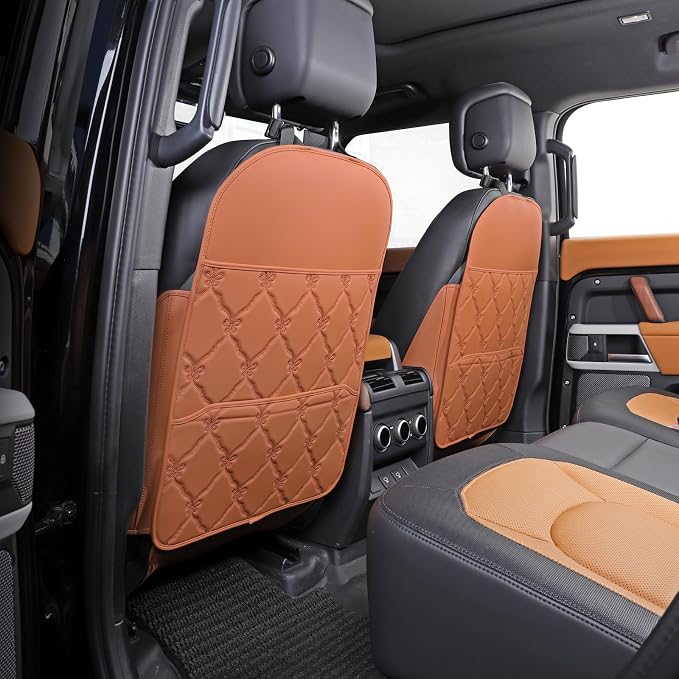 TAIKOO Seat Back Protector w/Dual Pockets,Guards Seats from Kicks & Scuffs | Keeps seat backs looking new for a long time. Easy to install and clean. 2-piece set, size: 30in × 18in × 0.2in