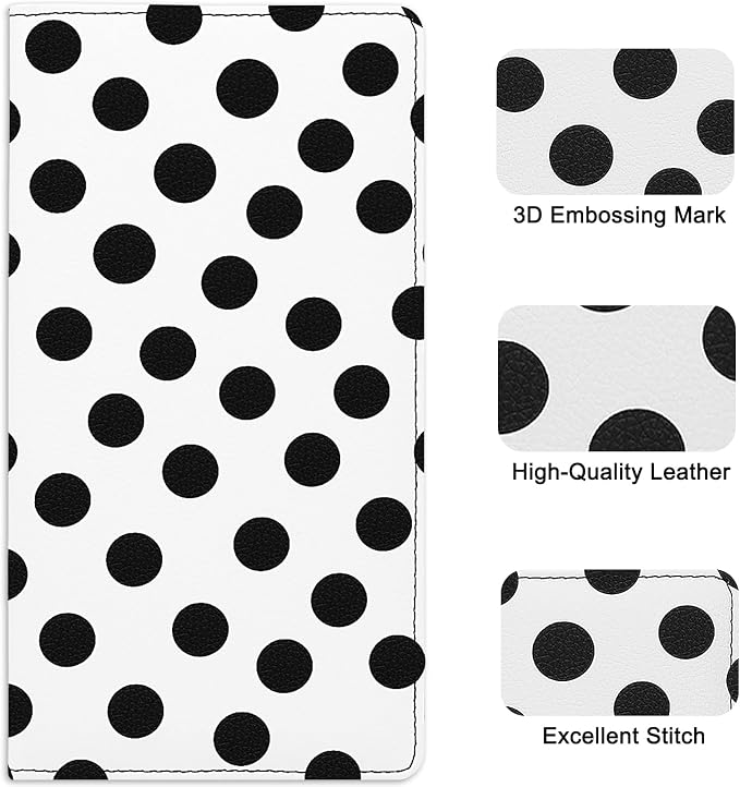 LumiMokki Premium Car Registration & Insurance Card Holder with Magnetic Shut, Vehicle Glove Box Car Organizer - For Documents, Cards, License (Polka dots)