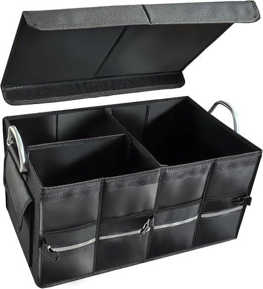 Collapsible Multi Compartment Car Trunk Organizer,SUV Trunk Organizer, suitable for Car Accessories Interior for Women and Men (JB-06)